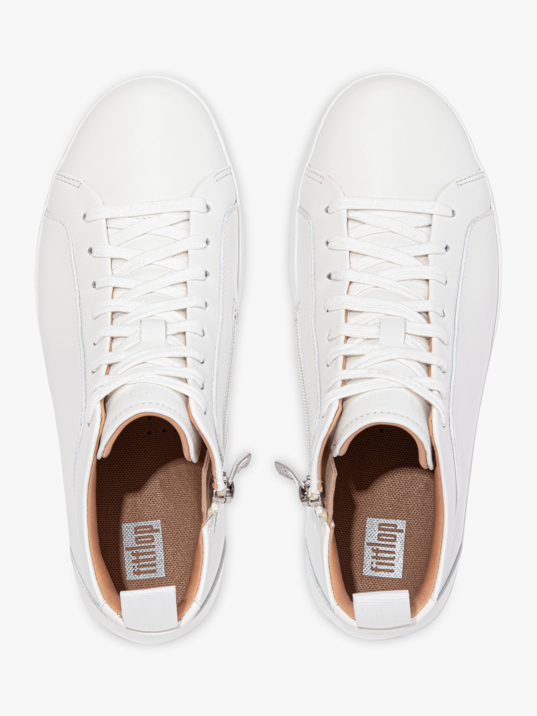 FitFlop Rally Leather Hi-Top Trainers, Urban White at John Lewis & Partners