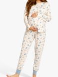 Chelsea Peers Rainbow Narwhal Print Maternity Pyjama Set, Beige