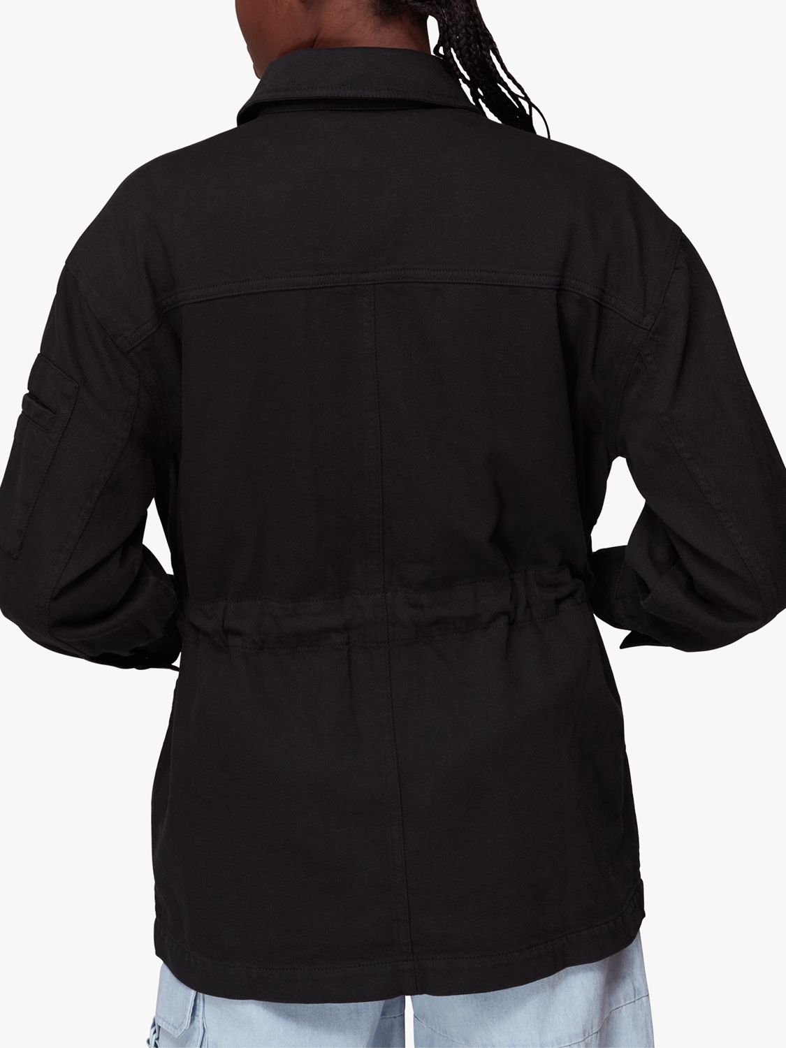 Whistles Carly Cargo Military Jacket, Washed Black at John Lewis & Partners