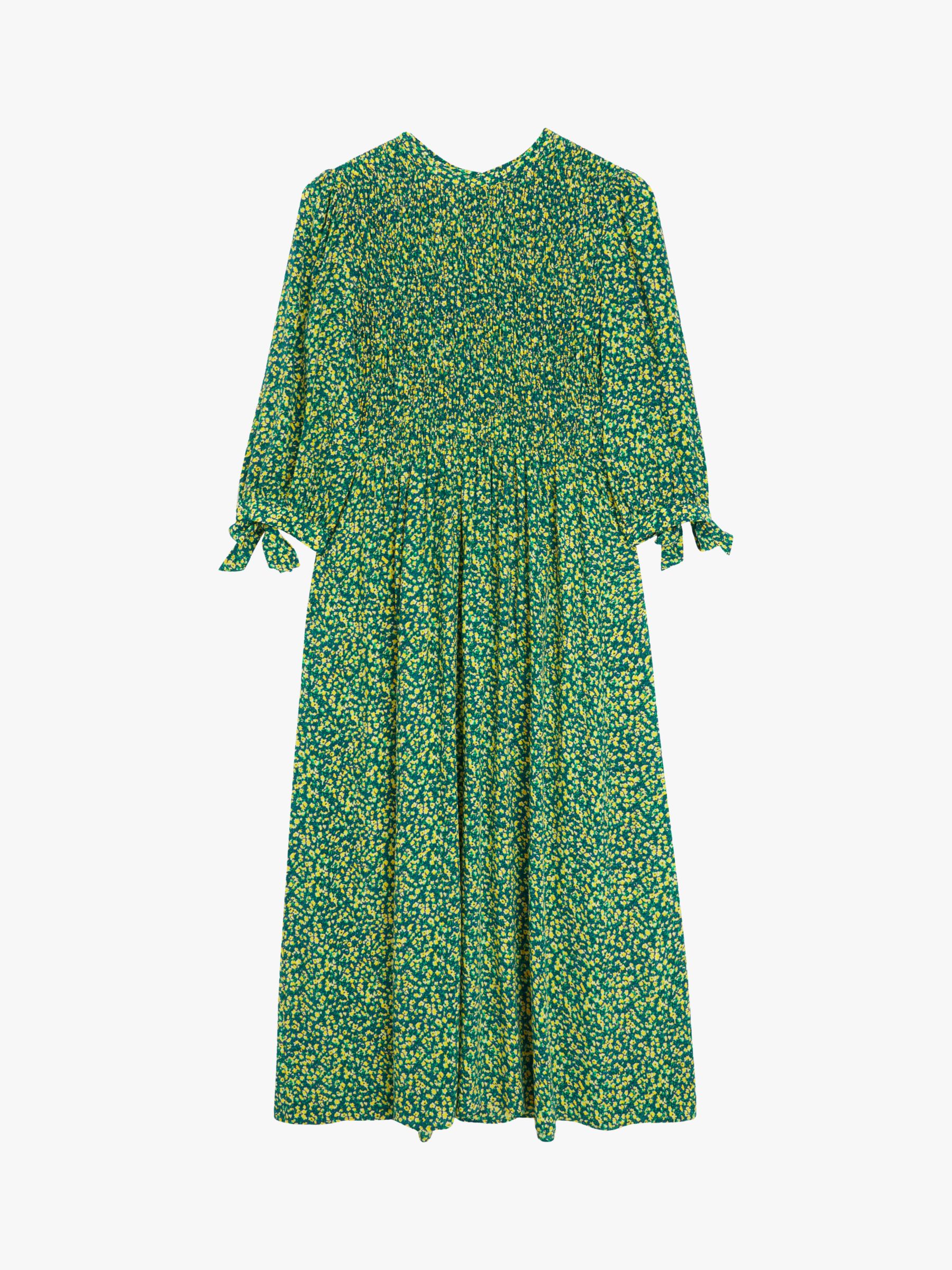 Whistles Ditsy Sunflower Print Midi Dress, Green/Multi at John