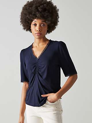 L.K.Bennett Sylvie Ruched Front Jersey Top