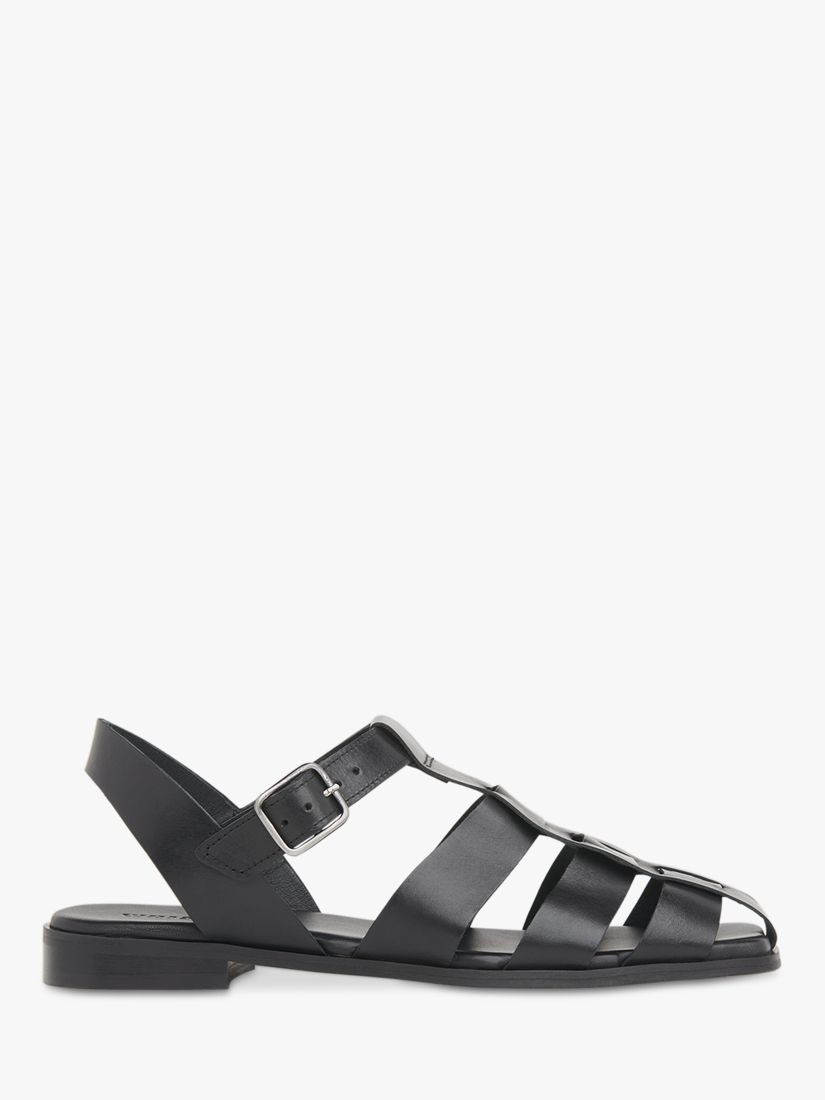 Whistles Roma Leather Caged Sandals, Black at John Lewis & Partners