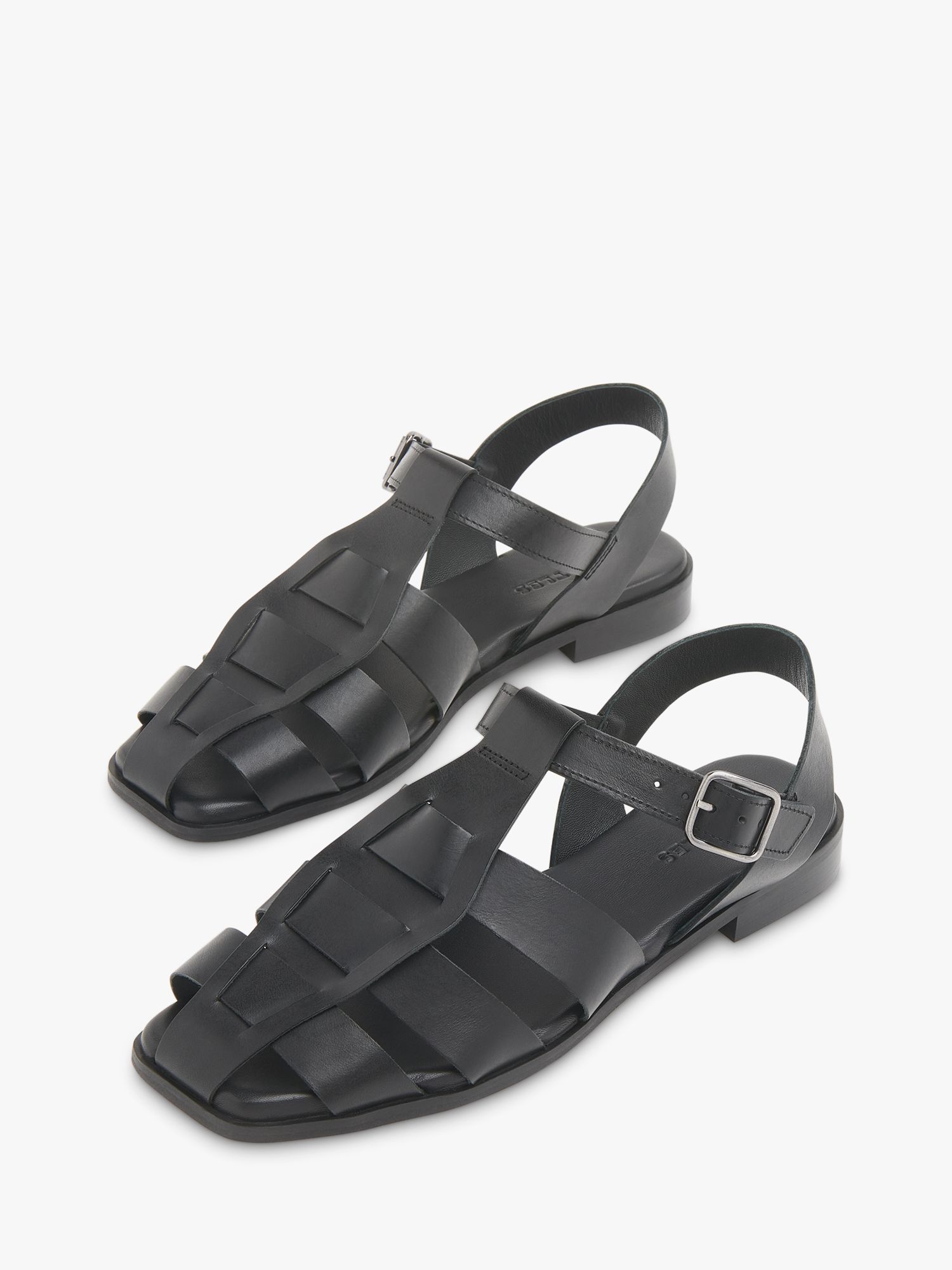Whistles Roma Leather Caged Sandals, Black at John Lewis & Partners