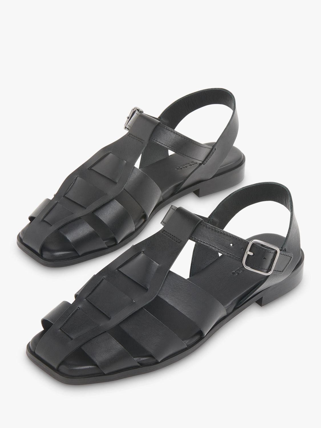 Whistles Roma Leather Caged Sandals Black at John Lewis Partners