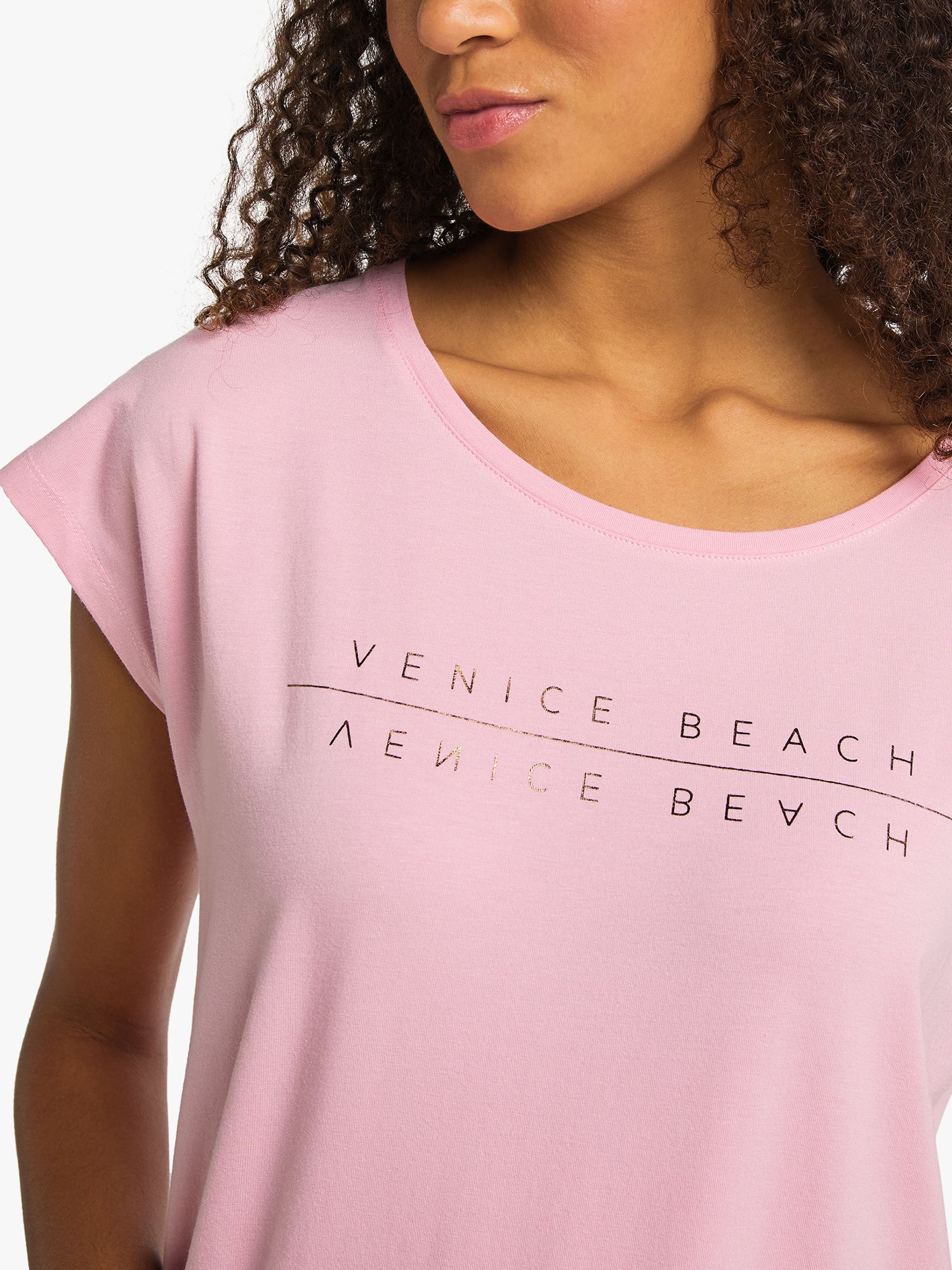 Venice Beach Wonder Short Sleeve Gym Top, Cameo Rose, S