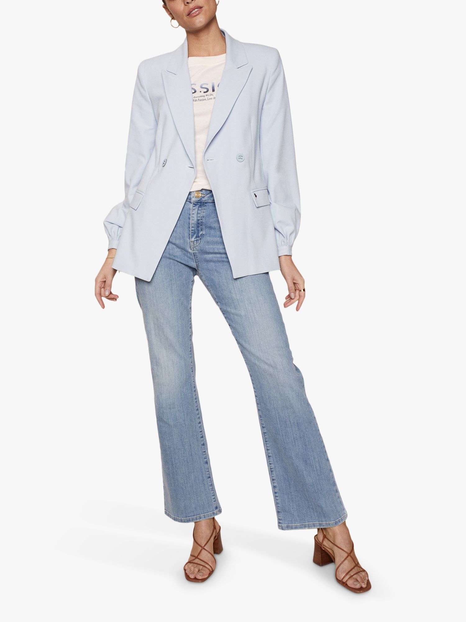 MOS MOSH Cecilia Reloved Flared Jeans, Light Blue at John Lewis & Partners