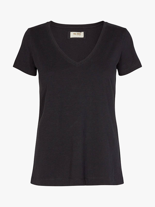 MOS MOSH Arden Organic Cotton V Neck T-Shirt, Black