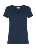 MOS MOSH Arden Organic Cotton V Neck T-Shirt, Navy