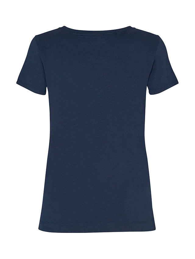 MOS MOSH Arden Organic Cotton V Neck T-Shirt, Navy