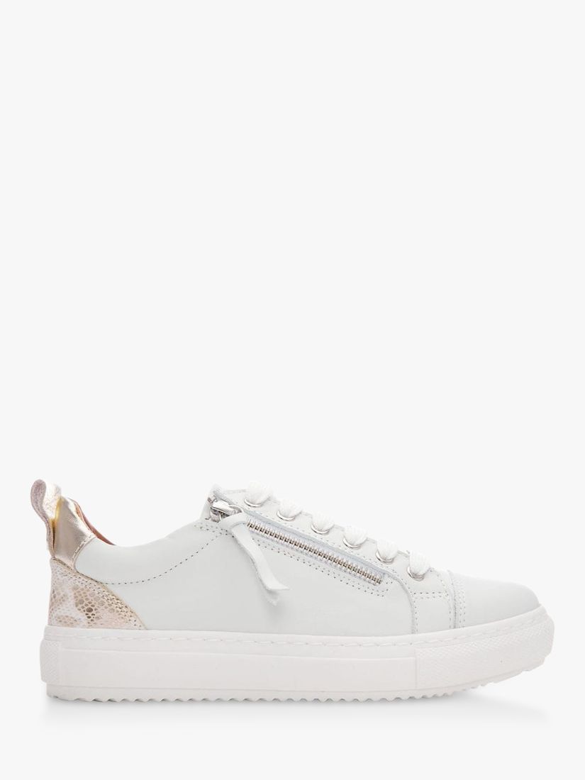 Moda in Pelle Asinda Leather Slab Sole Zip Up Trainers, White at John ...