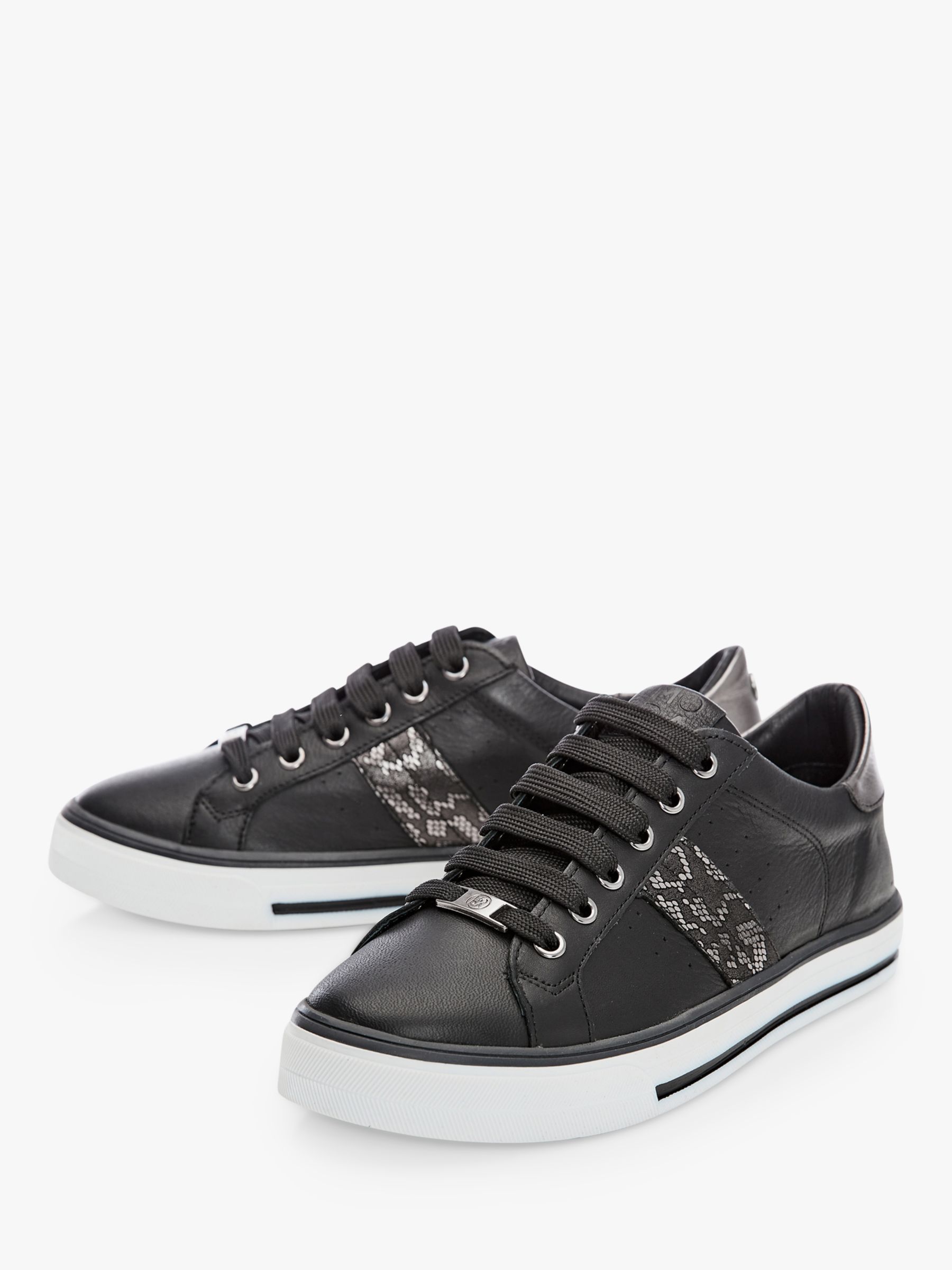 Moda in Pelle Alberry Leather Lace Up Trainers, Black Snake, 3