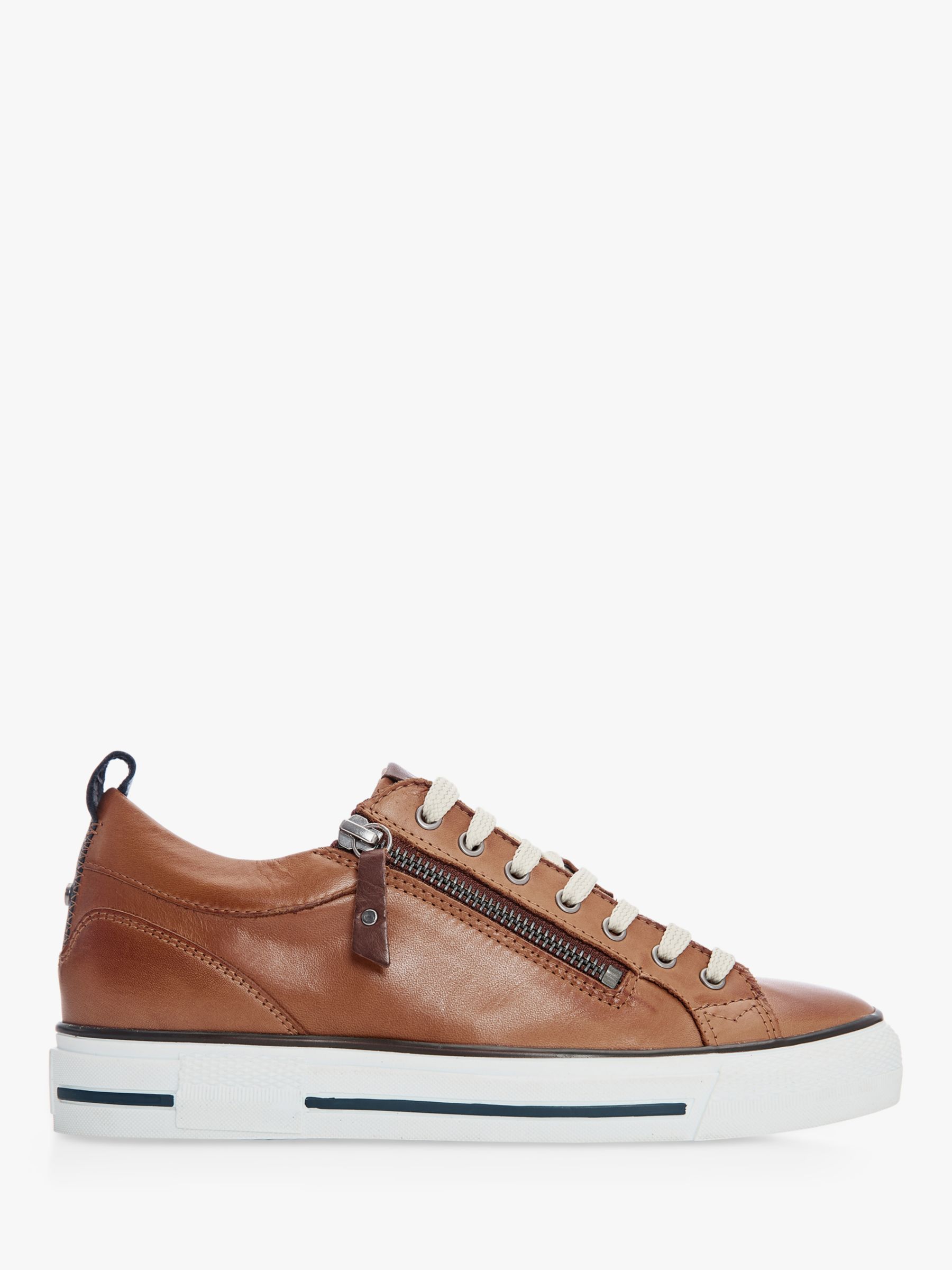 Moda in Pelle Brayleigh Leather Zip Up Trainers, Tan at John Lewis ...