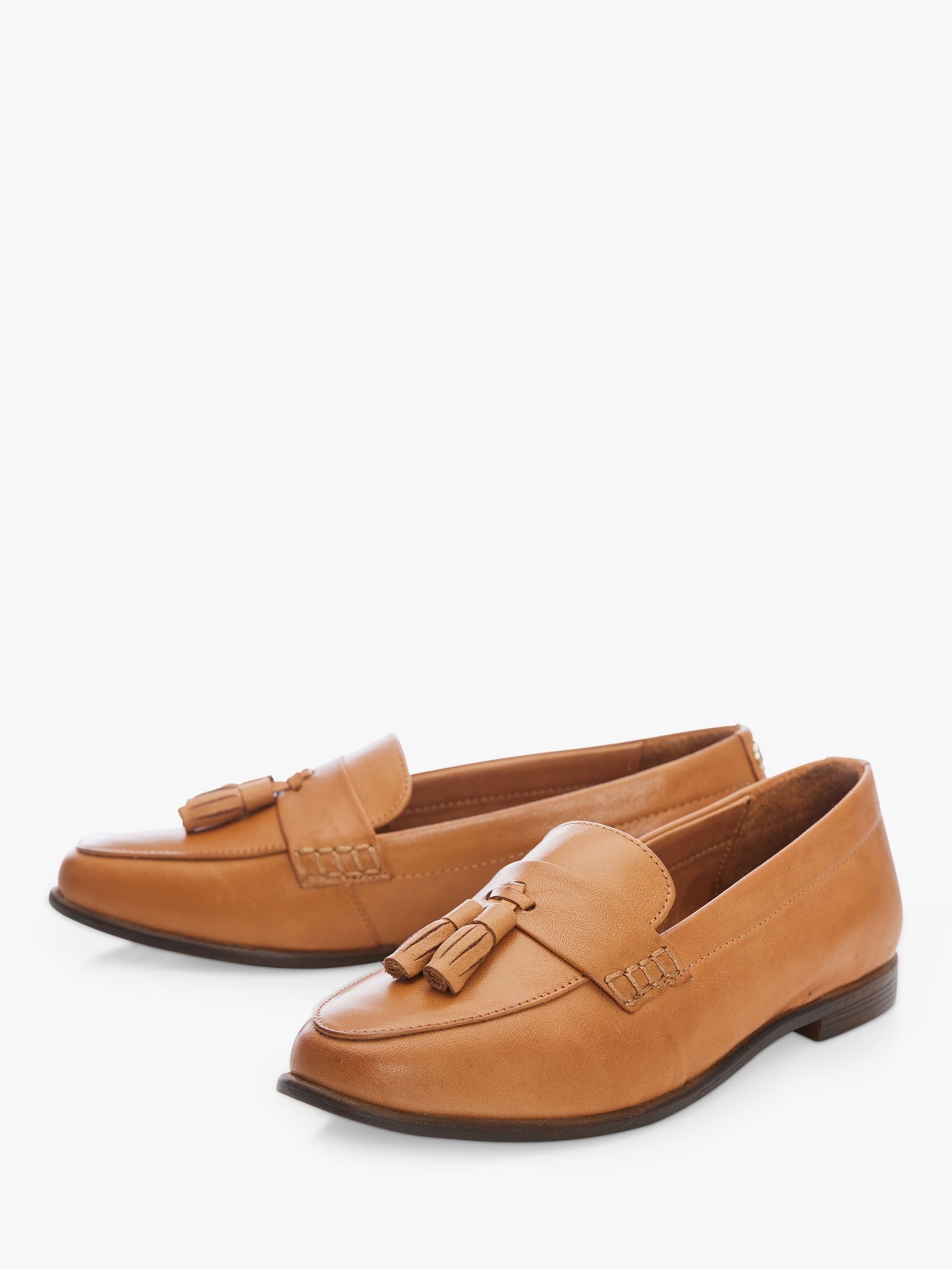 Moda in Pelle Forina Leather Square Toe Loafers, Tan at John Lewis ...