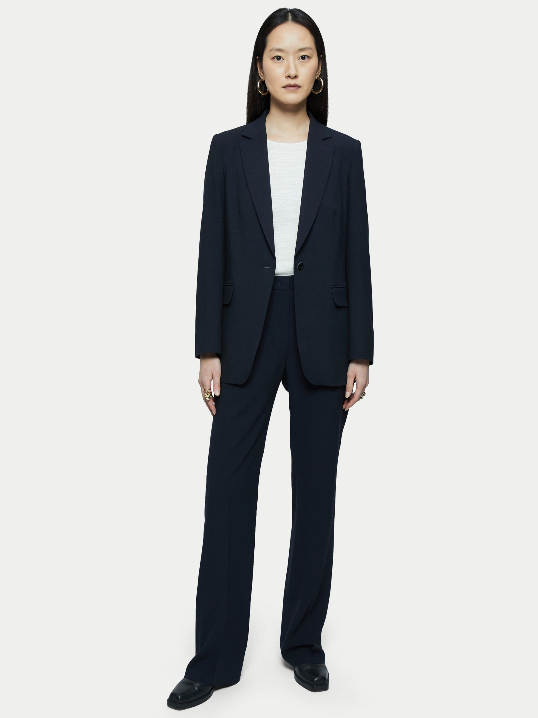 Jigsaw Crosshatch Knox Blazer, Navy at John Lewis & Partners