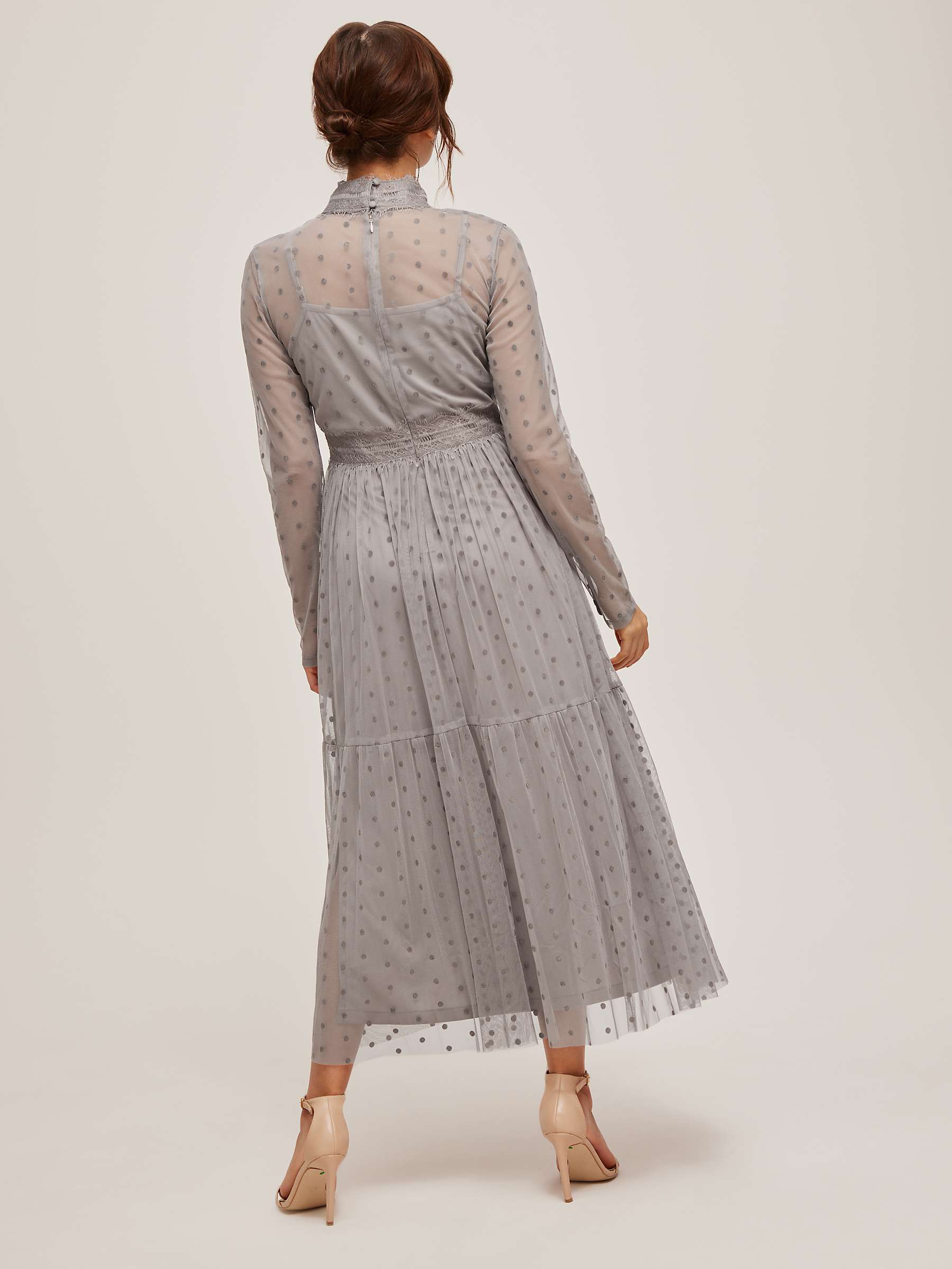 Buy Lace & Beads Roman Lola Spot Mesh Midi Dress Online at johnlewis.com