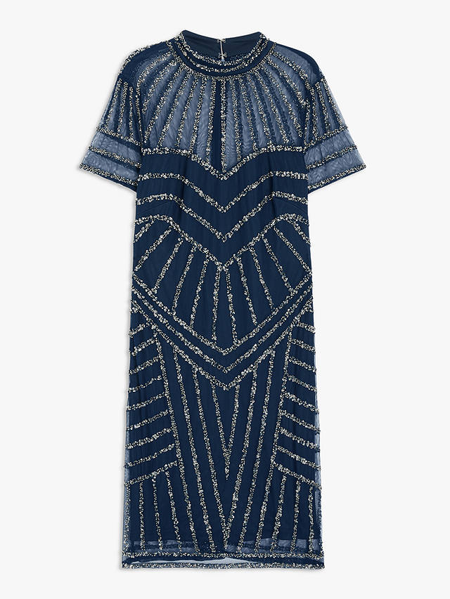 Lace & Beads Marica Sequin Embellished Mini Dress, Dark Blue