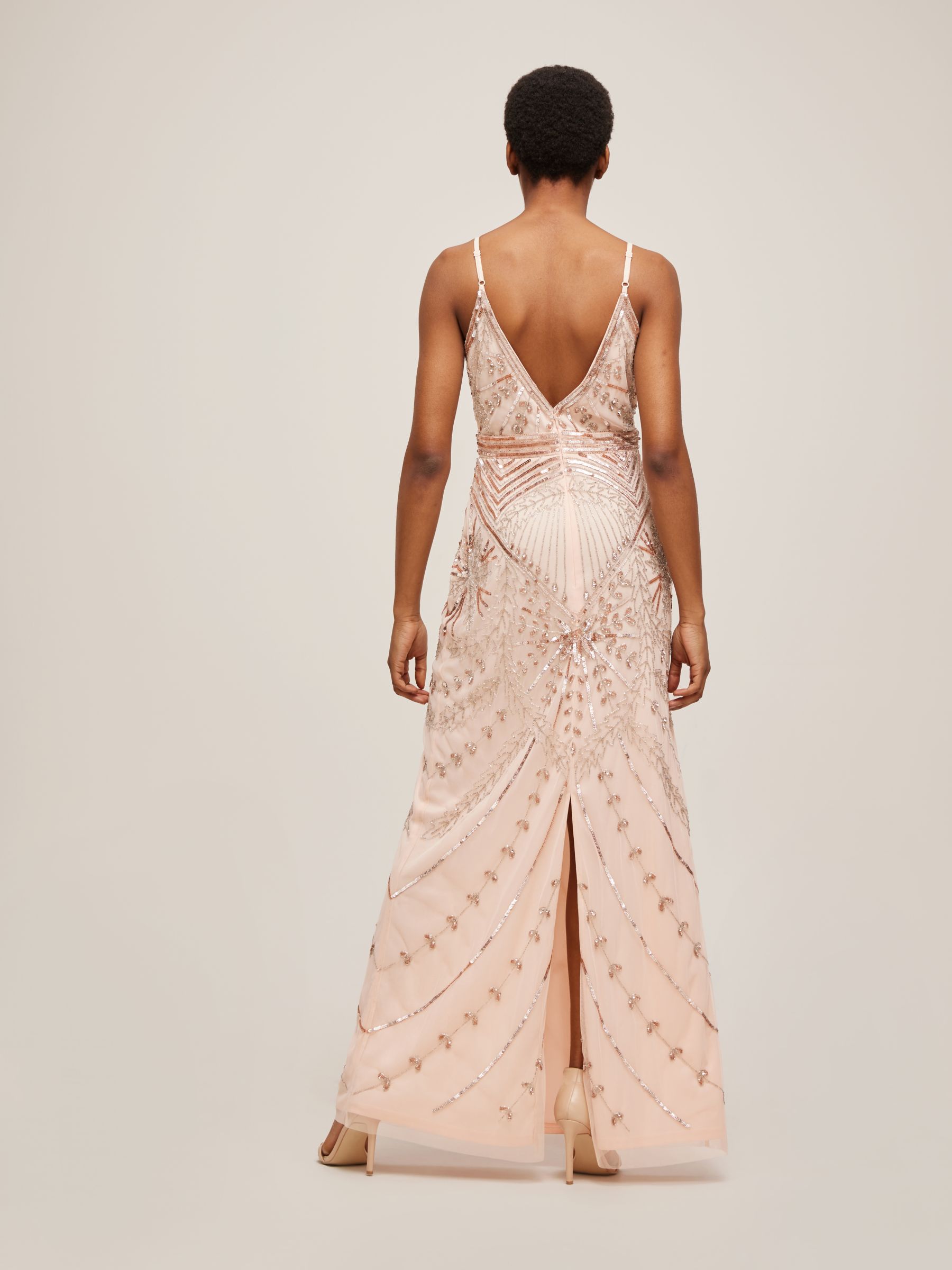 Lace & Beads Milan Sequin Embellished Maxi Dress, Nude at John