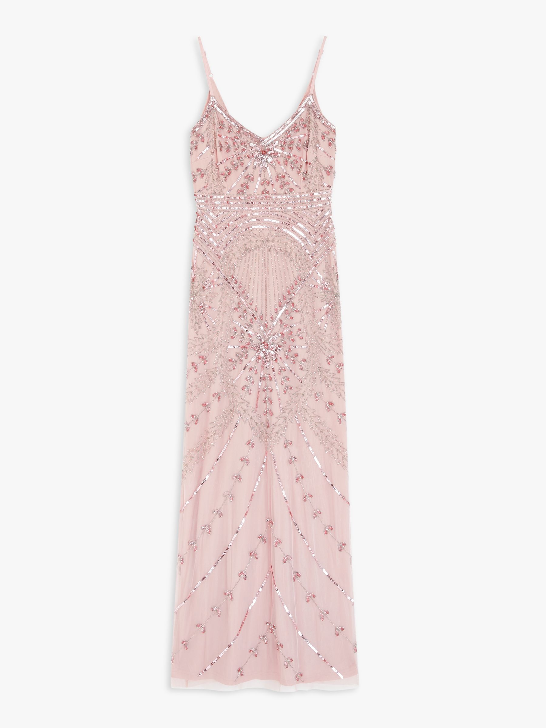 Lace & Beads Milan Sequin Embellished Maxi Dress, Light Mauve at ...