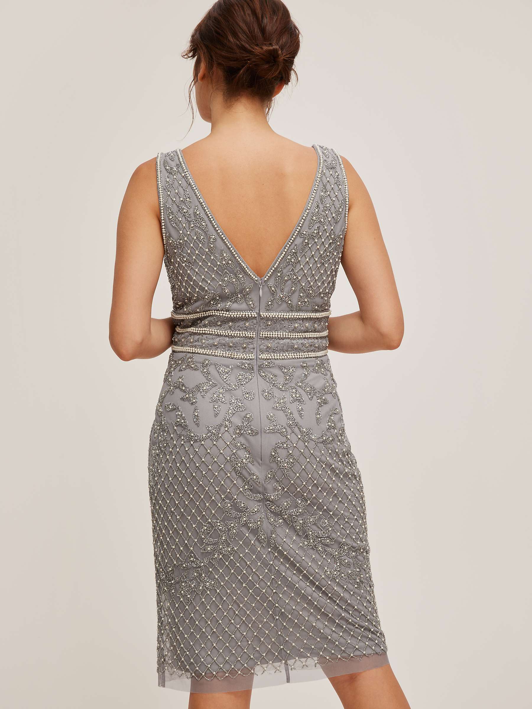 Buy Lace & Beads Louisa Bead Embellished Knee Length Dress, Grey Online at johnlewis.com