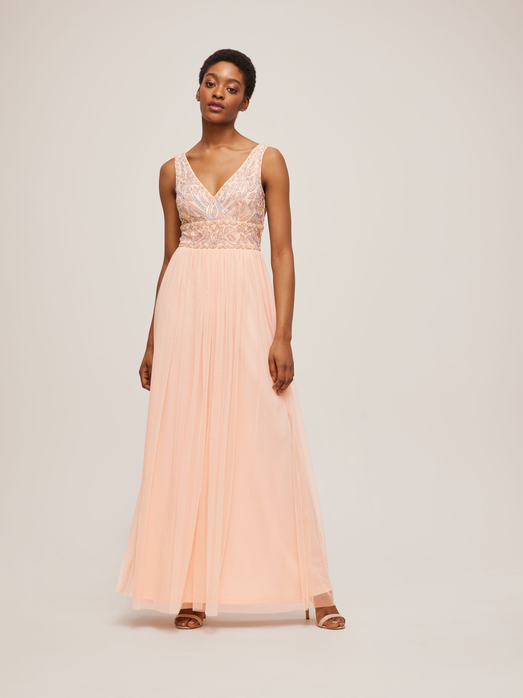 Jayne Bright Pink Tulle Midi Dress – Lace & Beads