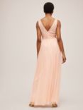 Lace & Beads Mulan Pearl Sleeveless Maxi Dress, Nude