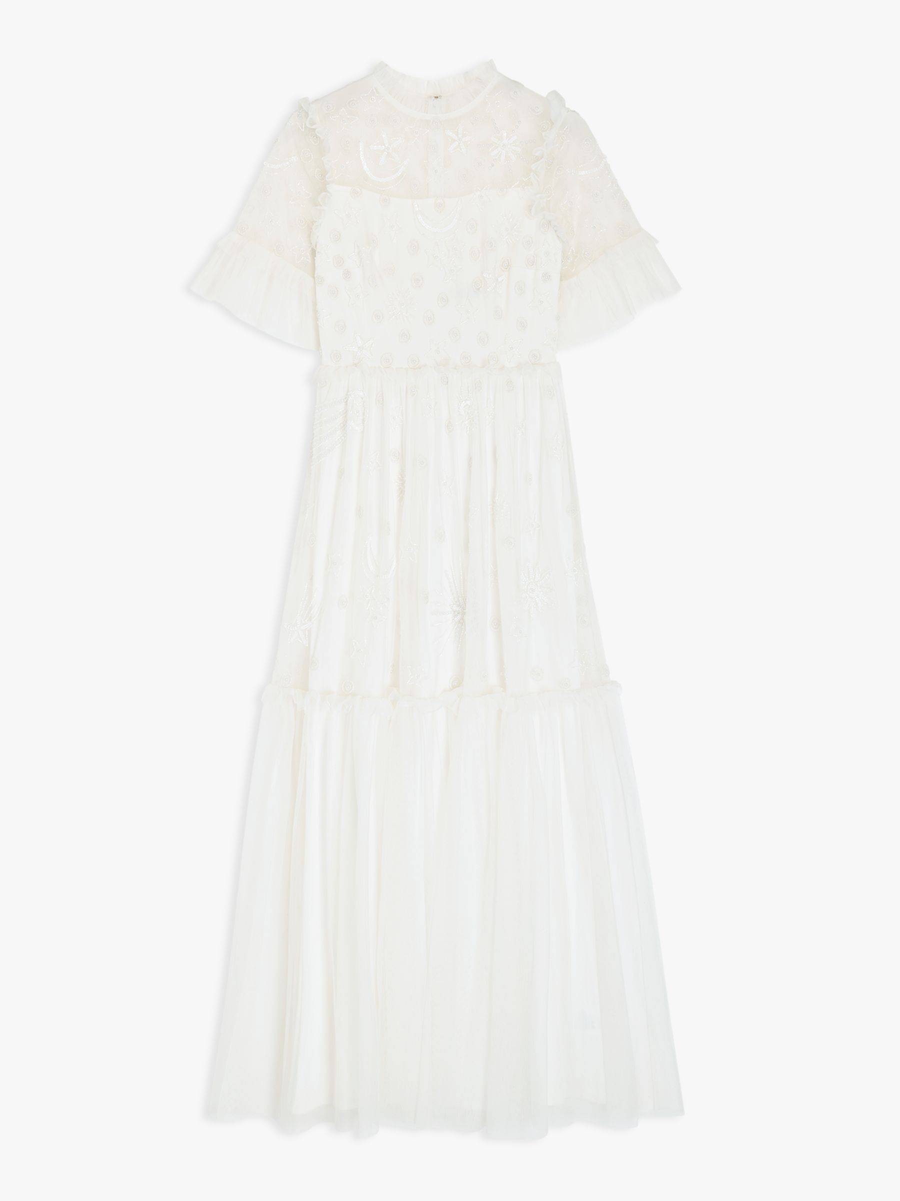 Buy Lace & Beads Maria Embroidered Tiered Maxi Dress, White Online at johnlewis.com