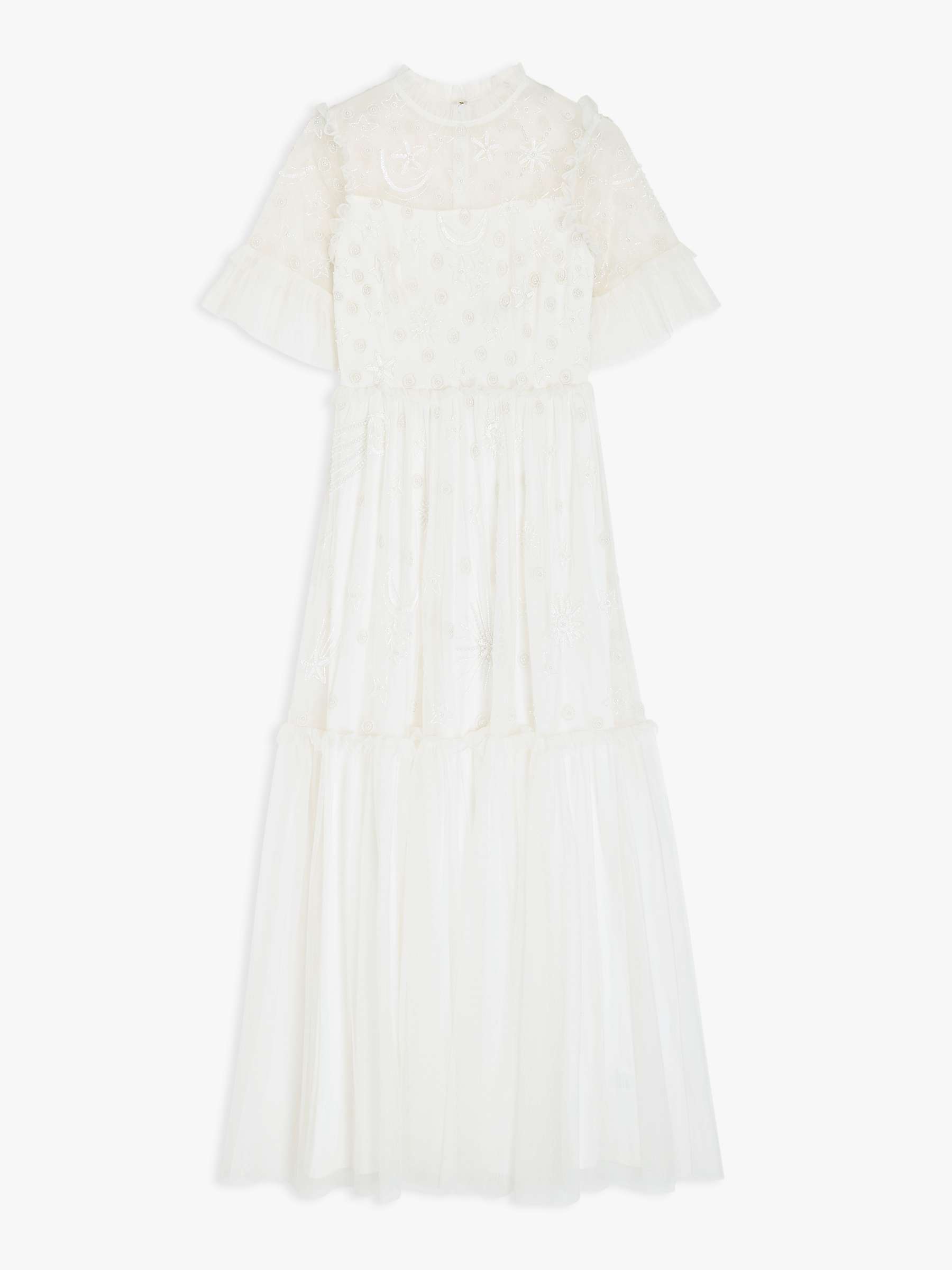 Buy Lace & Beads Maria Embroidered Tiered Maxi Dress, White Online at johnlewis.com