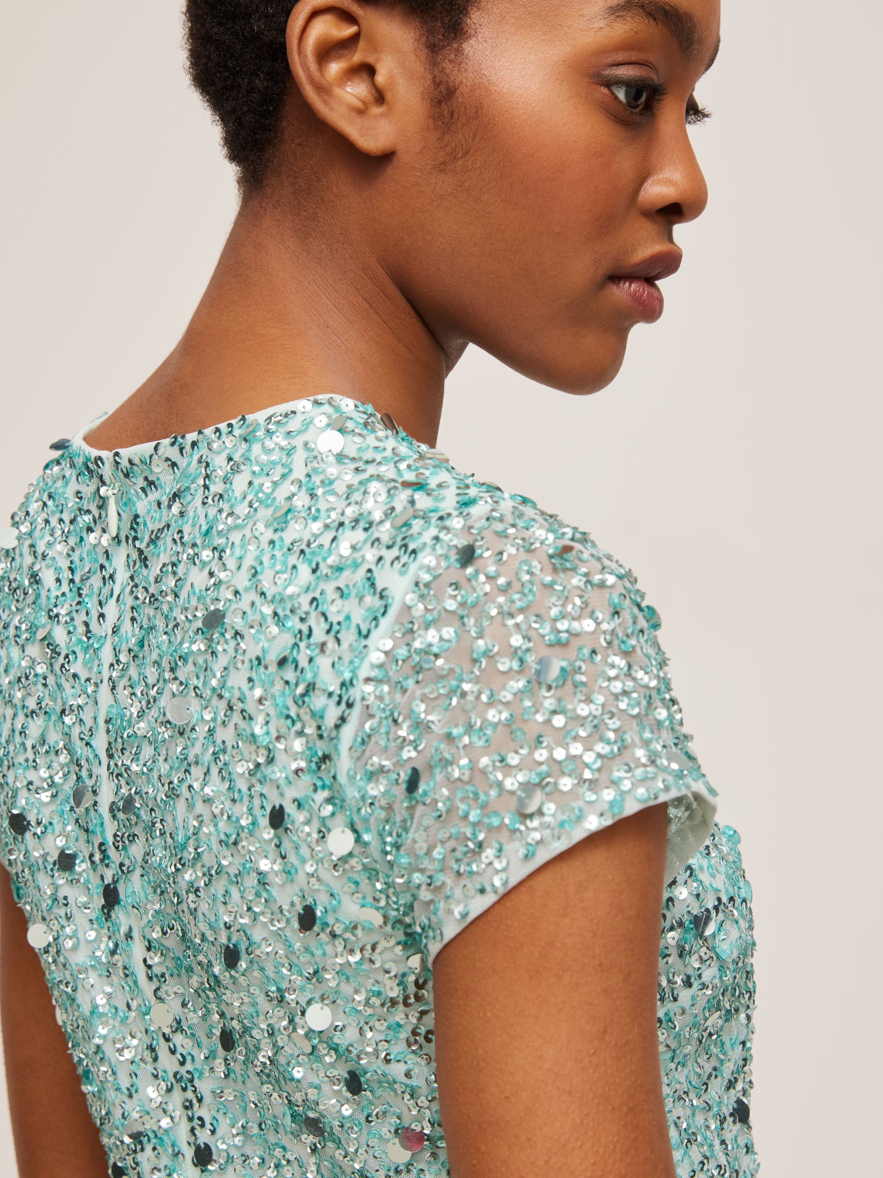 Lace & Beads Picasso Embellished Bodice Cap Sleeve Maxi Dress