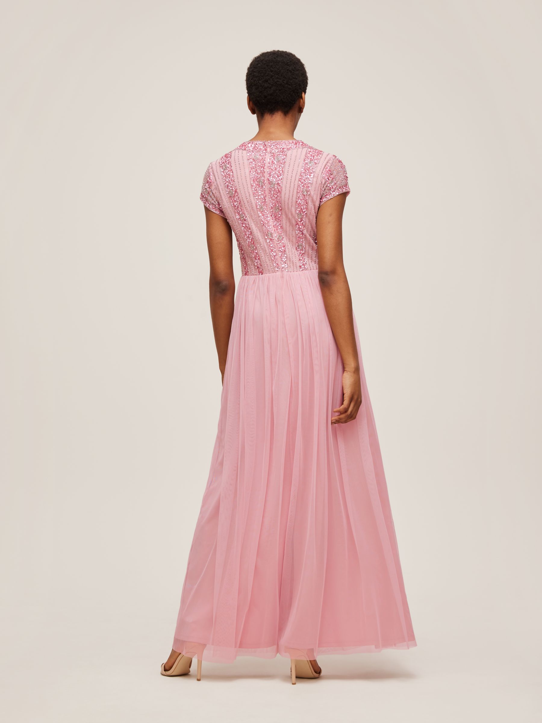 Lace & Beads Maha Embellished Bodice Maxi Dress, Mauve, 8