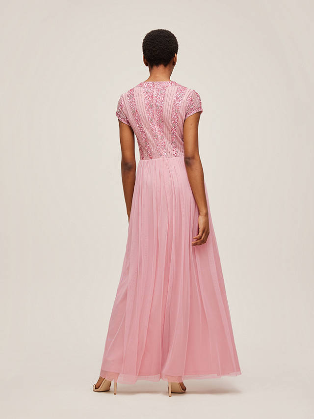 Lace & Beads Maha Embellished Bodice Maxi Dress, Mauve