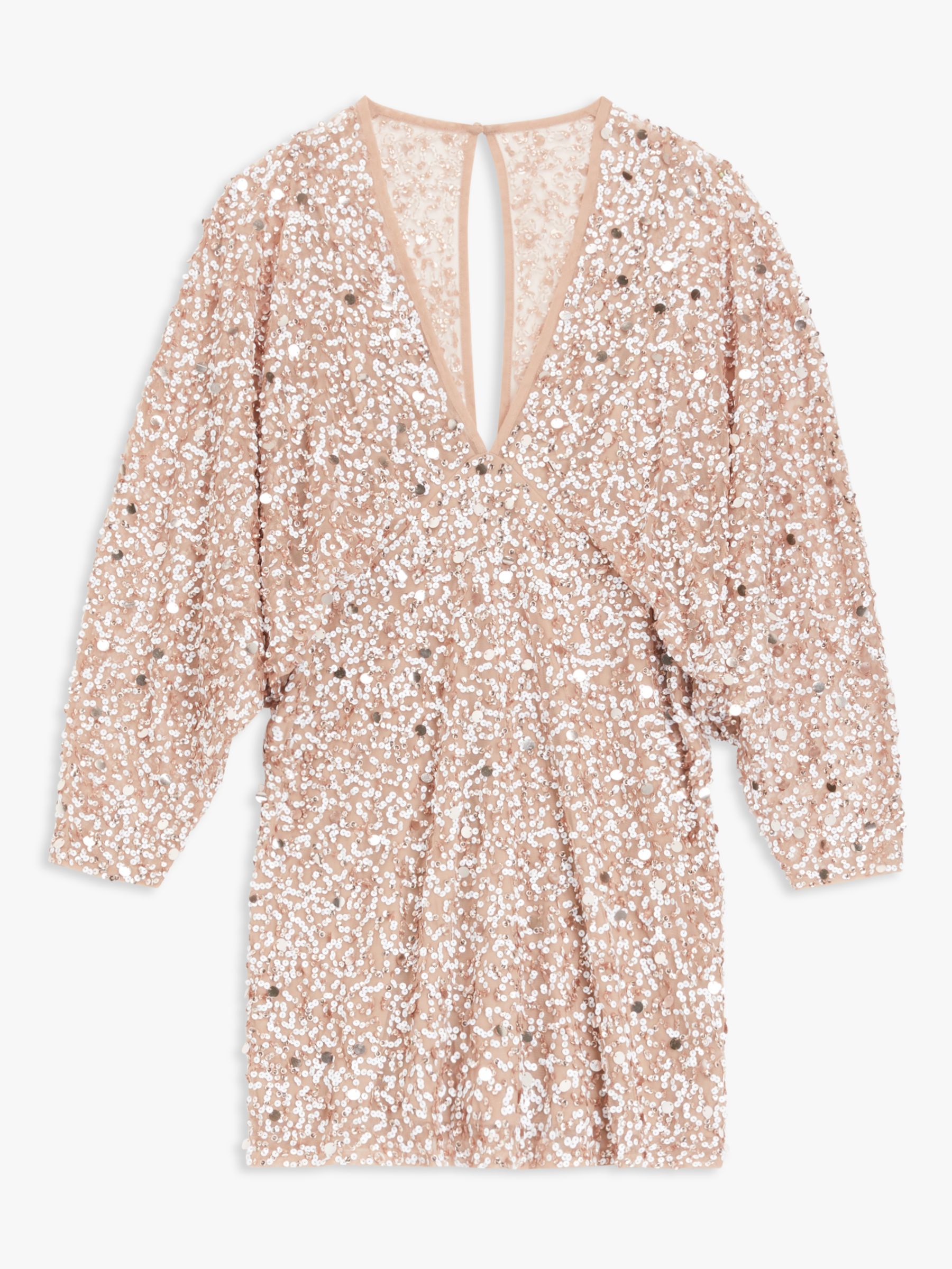 Buy Lace & Beads Astra Sequined Mini Dress, Blush Online at johnlewis.com