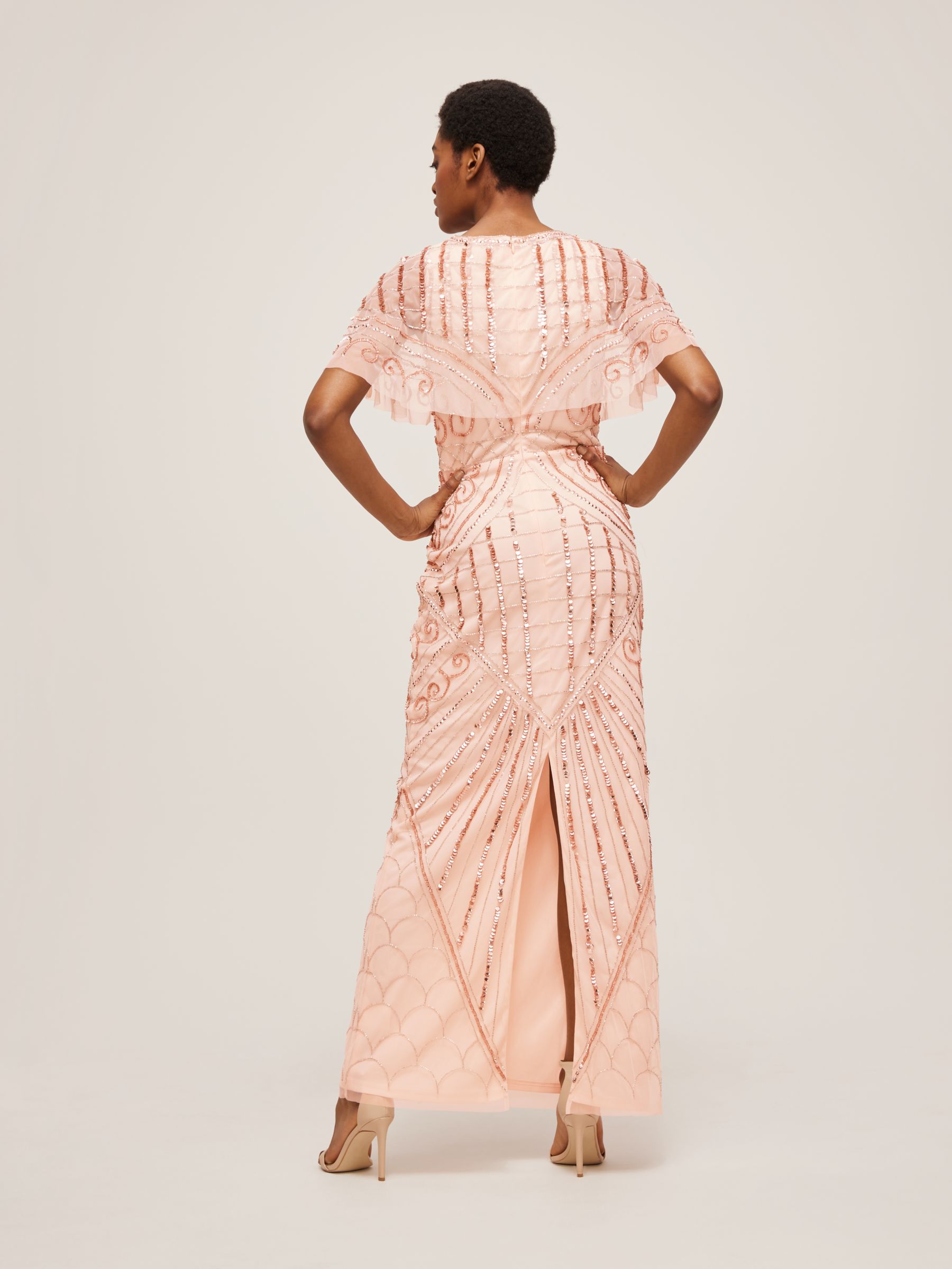 Buy Lace & Beads Marshall Sequin Embellished Cape Sleeve Maxi Dress Online at johnlewis.com