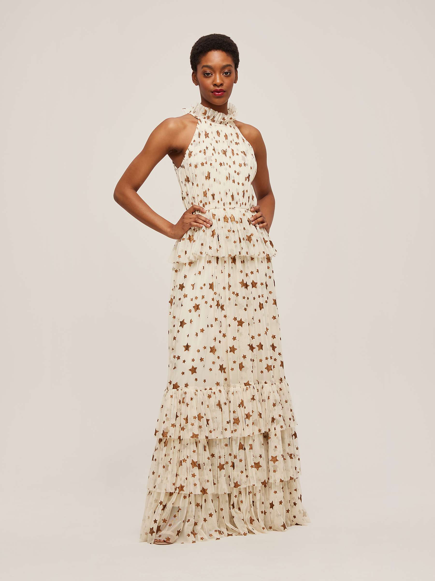Lace ☀ Beads Safa Star Print Maxi Dress ...