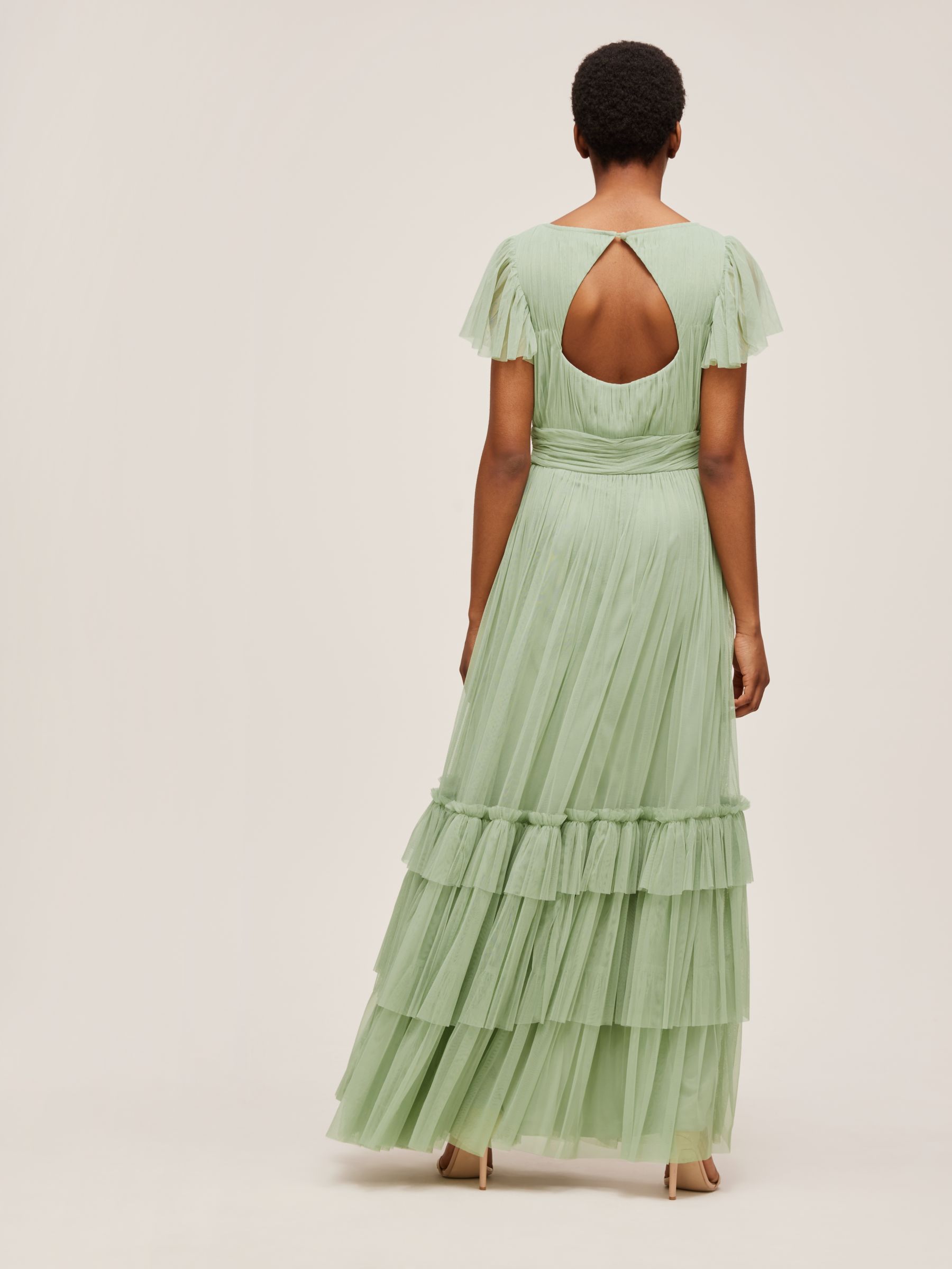 Lace & Beads Diva Tiered Hem Maxi Dress, Sage at John Lewis & Partners