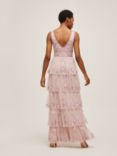 Lace & Beads Mulan Lishky Floral Embellished Maxi Dress, Dusty Rose