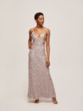 Lace & Beads Betty Bead Embellished Maxi Dress, Champagne, Champagne