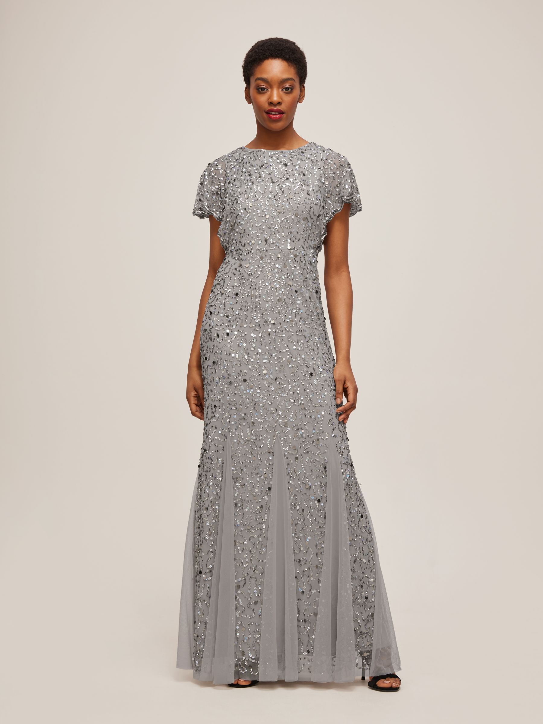 Lace & Beads Sally Embellished Maxi Dress, Grey at John Lewis & Partners