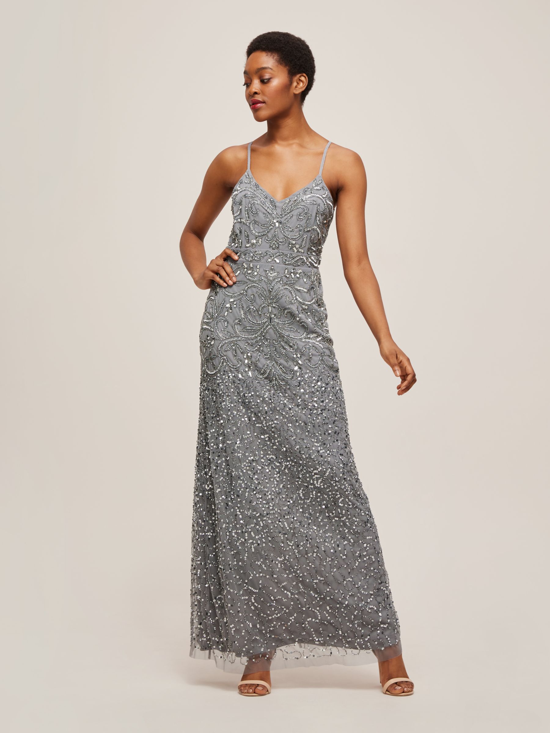Lace & Beads Fiona Sequin Embellished Maxi Dress