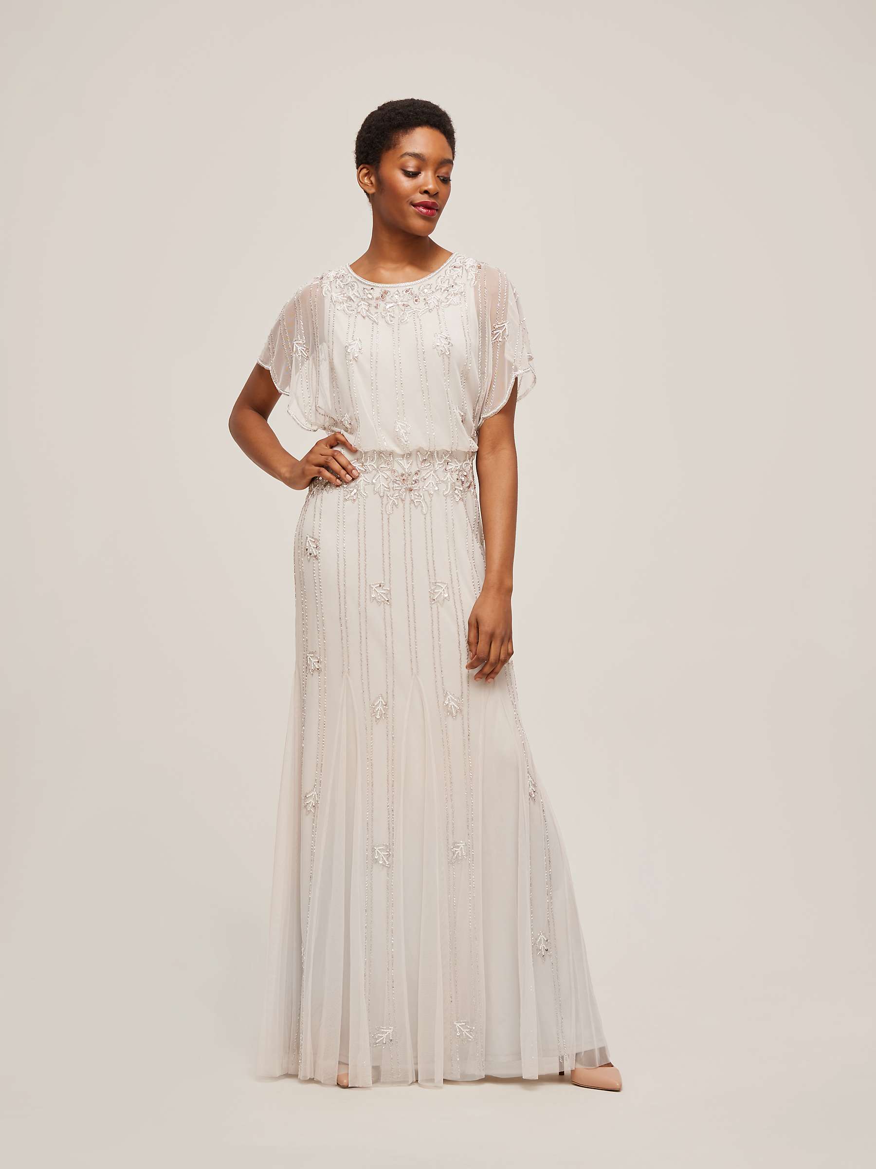 Buy Lace & Beads Nayo Leaf Embellished Maxi Dress, Grey Online at johnlewis.com