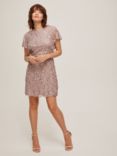 Lace & Beads Rafaella Embellished Mini Dress, Charcoal Grey