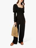 Somerset by Alice Temperley Shirred Square Neck Jumpsuit, Black