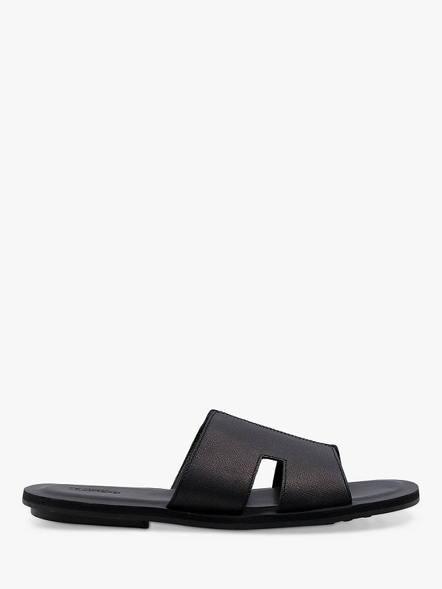 Dune Incense Embossed Leather Sandals, Black-leather