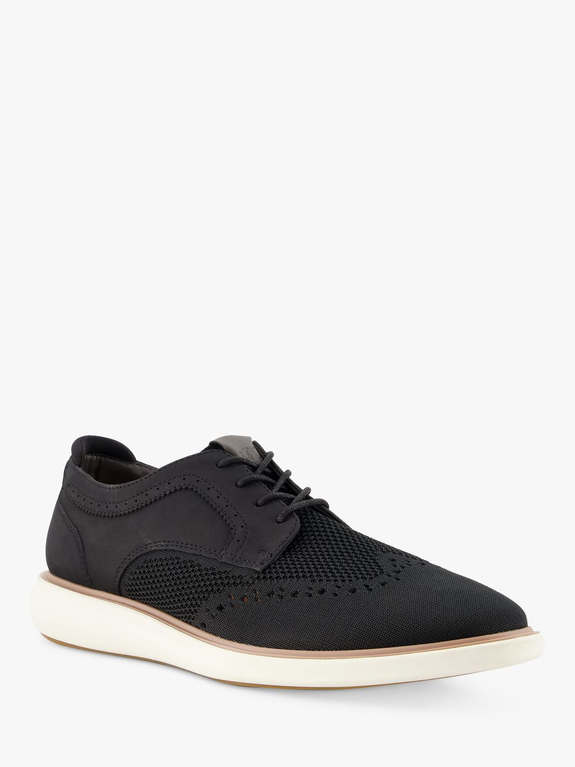 Dune Barleigh Wedge Sole Knitted Brogues, Black at John Lewis & Partners