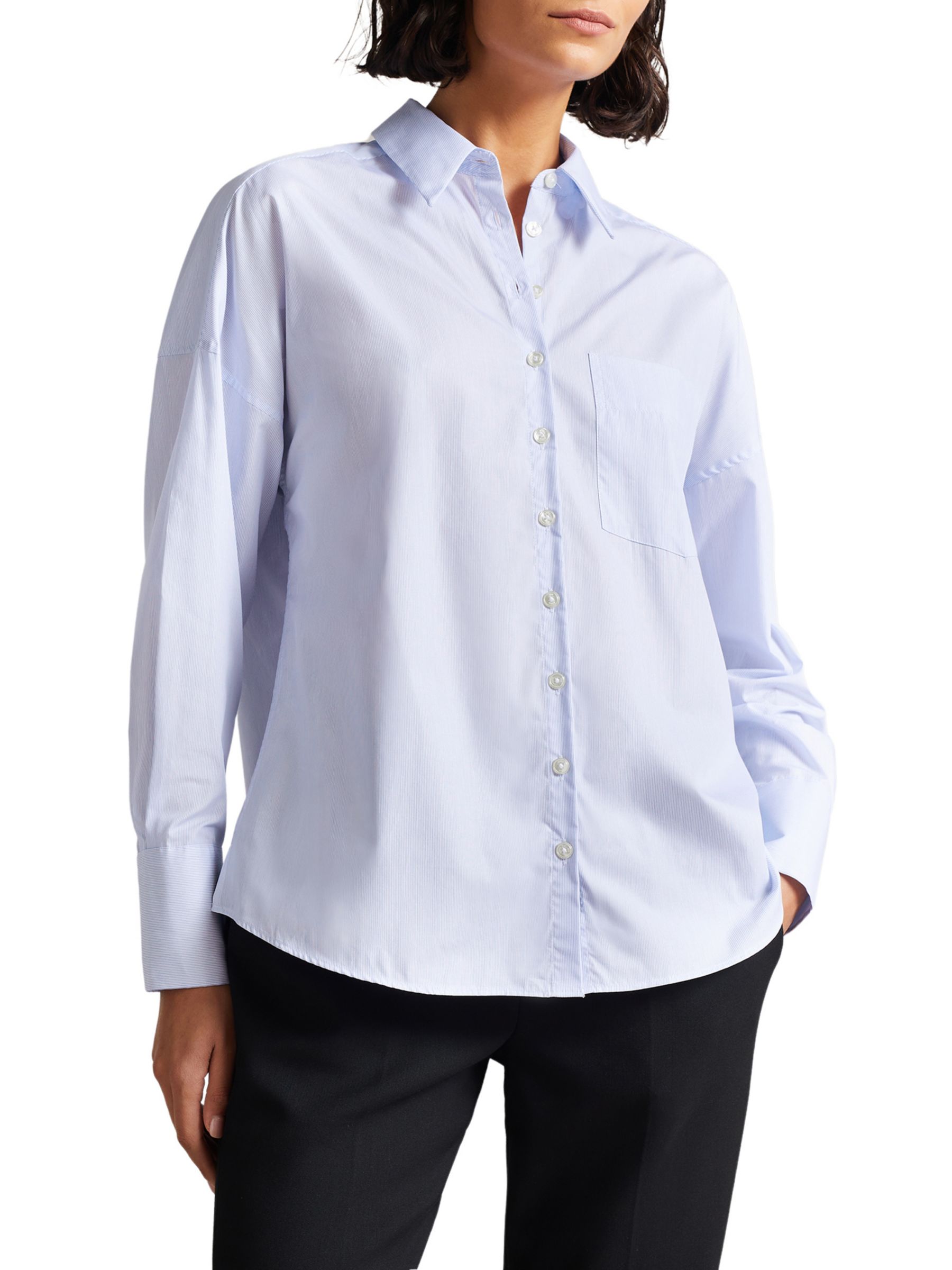 Ted Baker Afllua Cotton Shirt, Blue at John Lewis & Partners