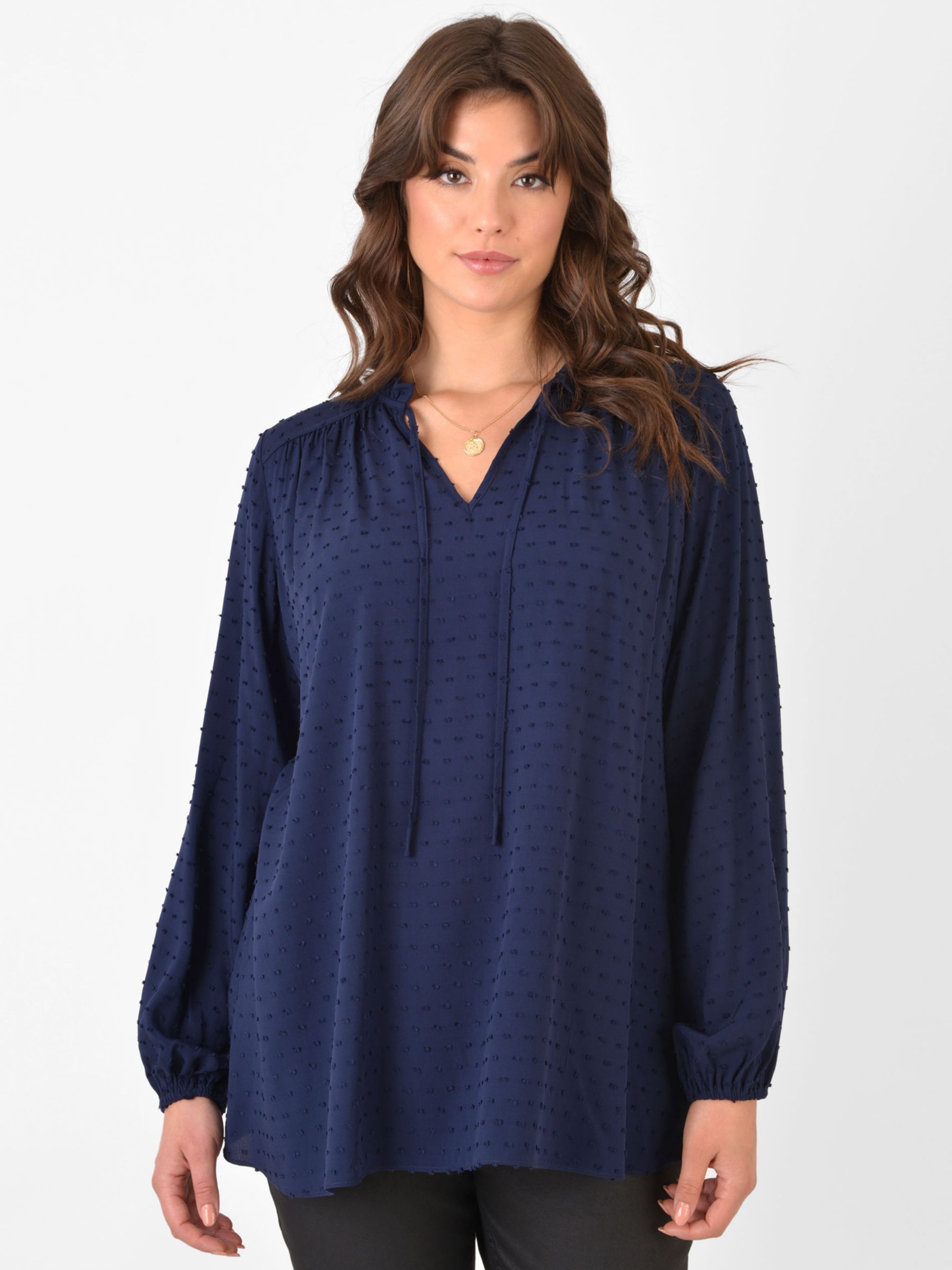Live Unlimited Textured Dobby Boho Blouse, Blue