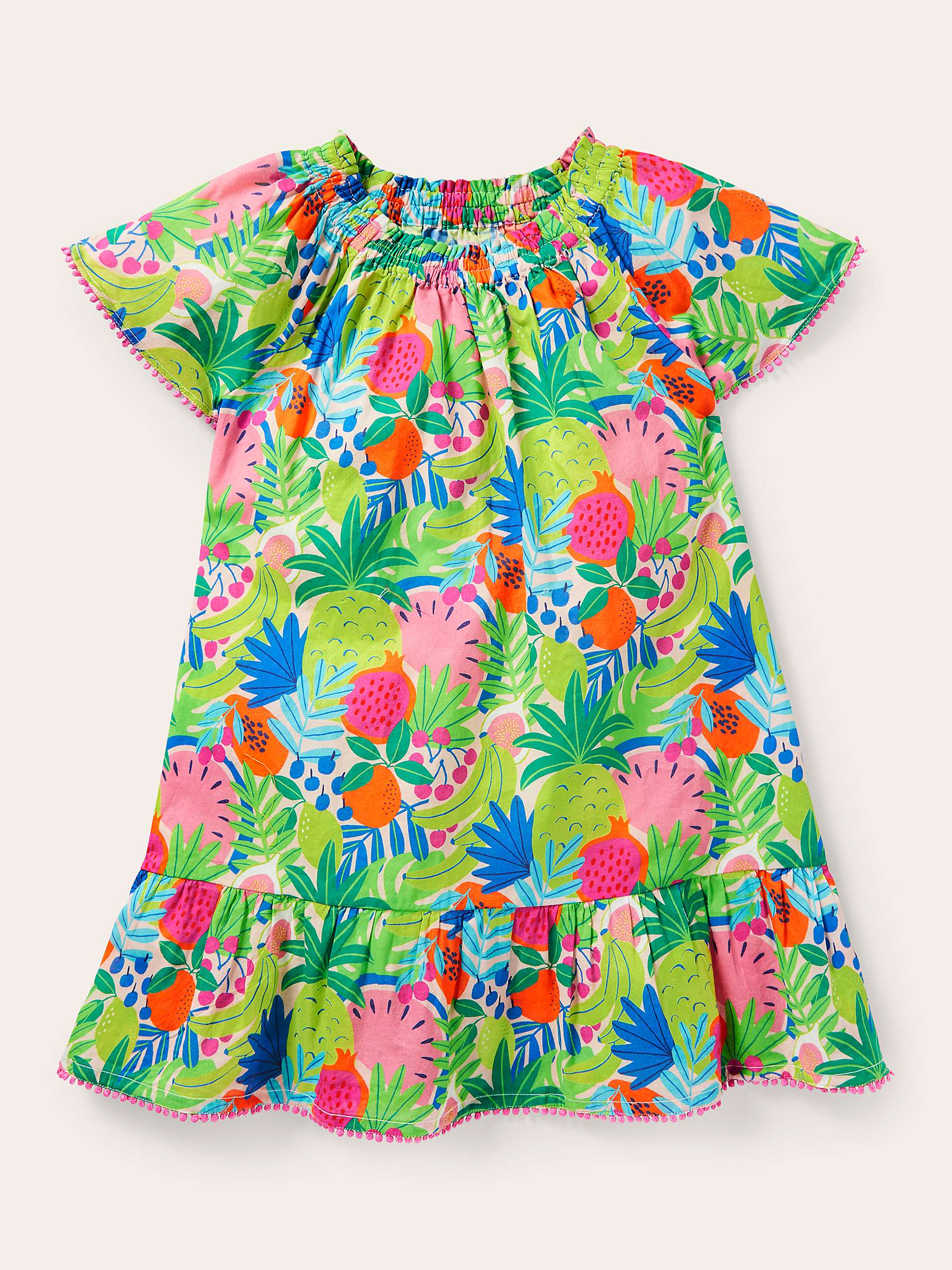 Buy Mini Boden Kids' Tropical Fruit Print Tiered Hem Dress, Multi Online at johnlewis.com