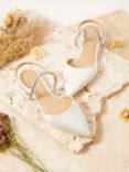 Monsoon Diamante Trim Flat Bridal Shoes, Ivory