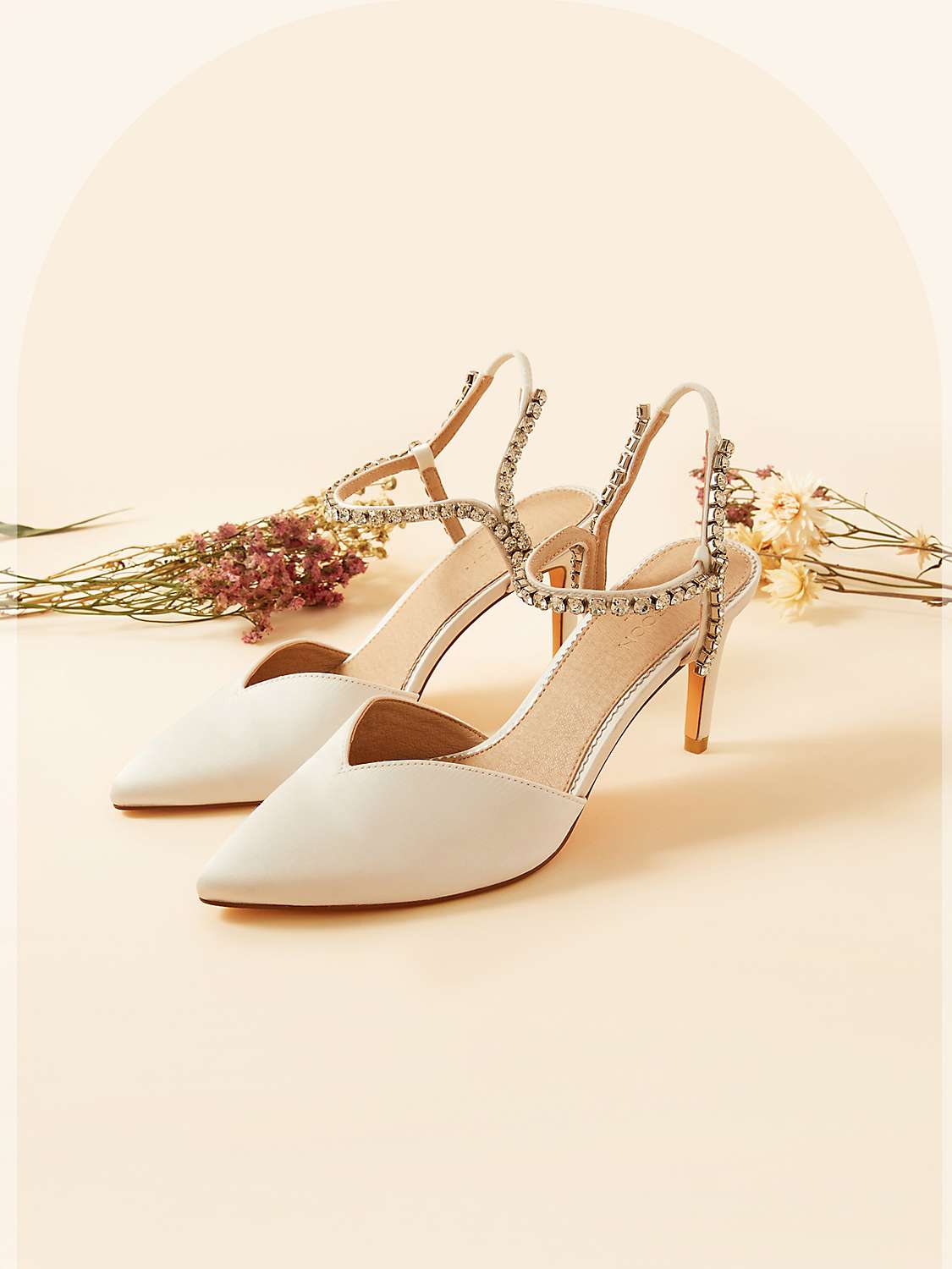 Buy Monsoon Diamante Trim Point Toe Bridal Heels, Ivory Online at johnlewis.com