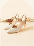 Monsoon Diamante Trim Point Toe Bridal Heels, Ivory