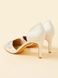 Monsoon Satin Bow Court Shoes, Ivory